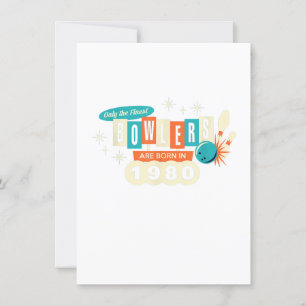 40th Birthday Bowler Funny Bowling 1980 Vintage Invitation