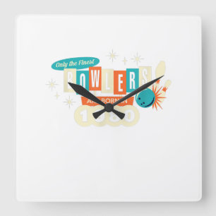 40th Birthday Bowler Funny Bowling 1980 Vintage Square Wall Clock