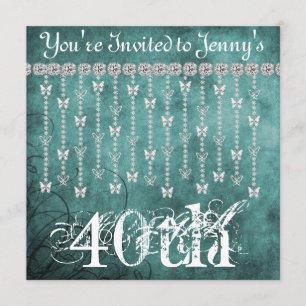 40th Birthday Butterfly BLING Invitation