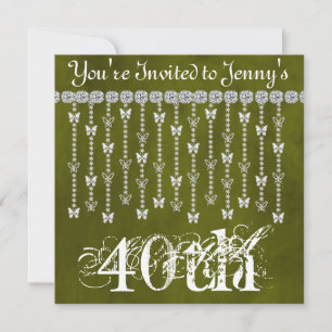 40th  Birthday Butterfly BLING Invitation