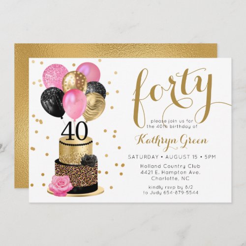 40th Birthday Cake Invitation