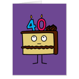 40th Birthday Cake with Candles Chocolate icing Card | Zazzle