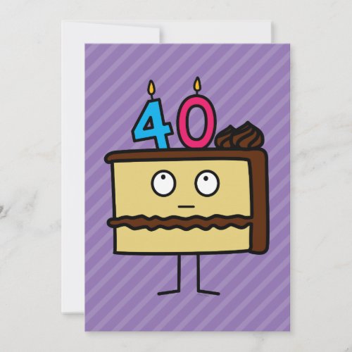 40th Birthday Cake with Candles Chocolate icing Invitation