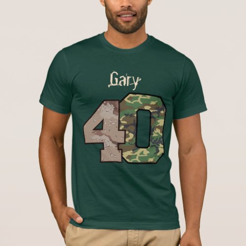 40th Birthday Camouflage Custom Name A005 T_Shirt