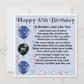 40th Birthday Card - Brother | Zazzle