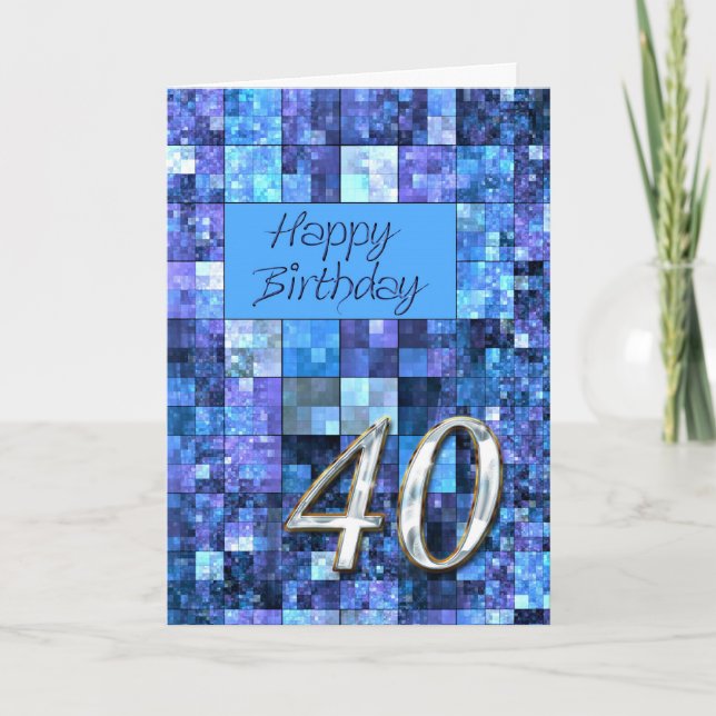 40th Birthday card with abstract squares. (Front)