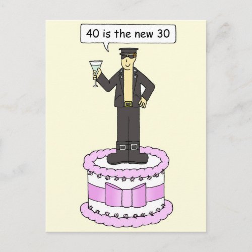 40th Birthday Cartoon Humor for Him Postcard