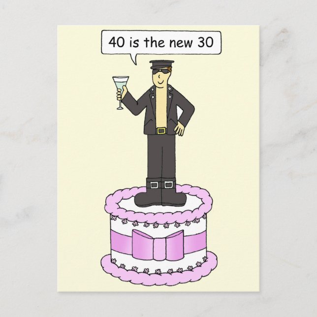 40th Birthday Cartoon Humor for Him Postcard (Front)