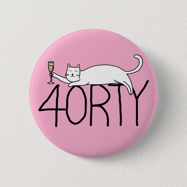 40th birthday cat celebration 40 years forty button (Front)