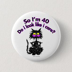 40th Birthday Cat Gifts Button