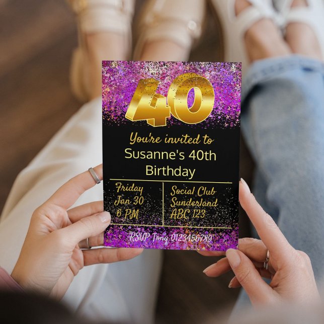 40th birthday celebration invite glitter style (Creator Uploaded)