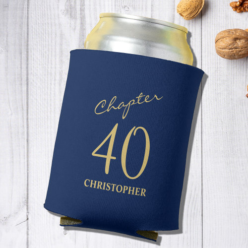 40th Birthday Chapter 40 Blue Gold Can Cooler