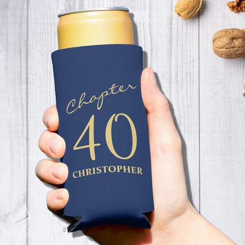 40th Birthday Chapter 40 Blue Gold Seltzer Can Cooler