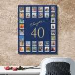 40th Birthday Chapter 40 Family Photo Collage Faux Canvas Print<br><div class="desc">Looking for the perfect 40th birthday gift? This unique and stylish faux canvas print is the perfect way to commemorate and celebrate their special day. Featuring a modern blue and gold template design, this collage of family photos is a meaningful and lasting gift. Our template makes it easy to customize...</div>