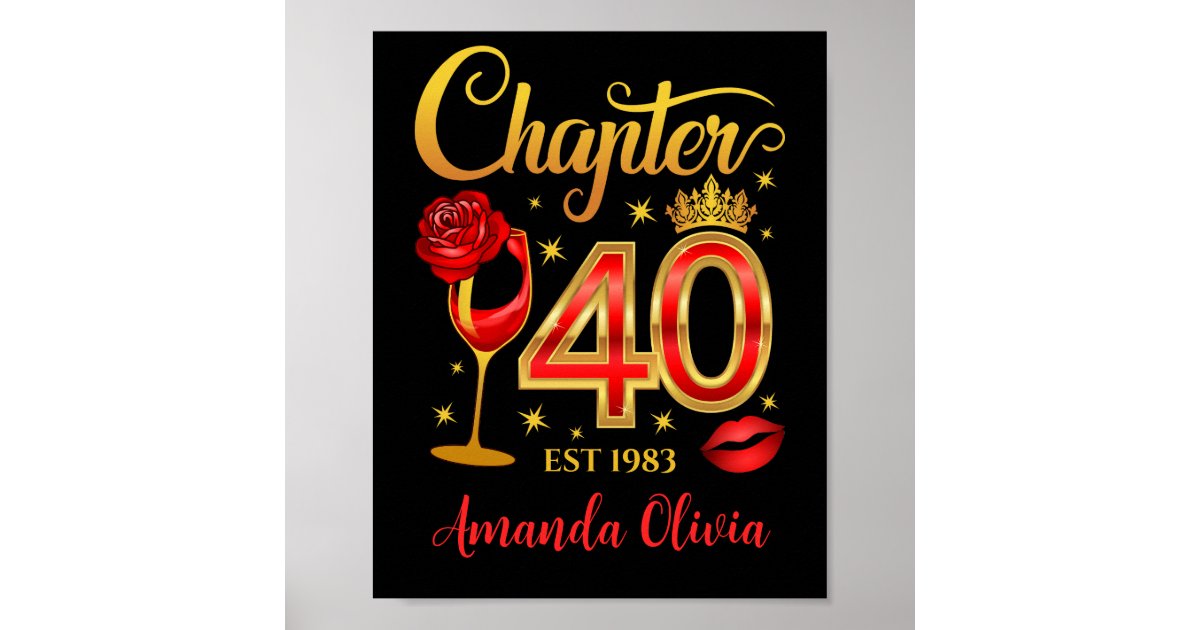 40th Birthday, chapter 40 lady’s, women’s Poster | Zazzle