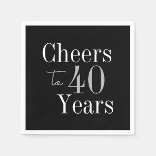 40th Birthday Cheers 40 Years Black Silver Party Napkins