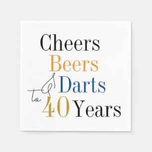 40th Birthday Cheers and Beers Darts Blue Napkins