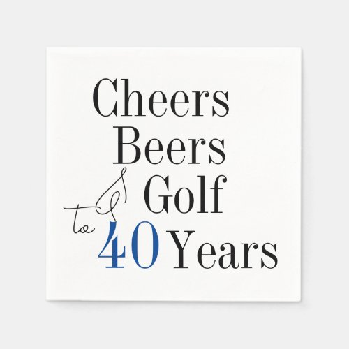40th Birthday Cheers and Beers Golf Party Napkins