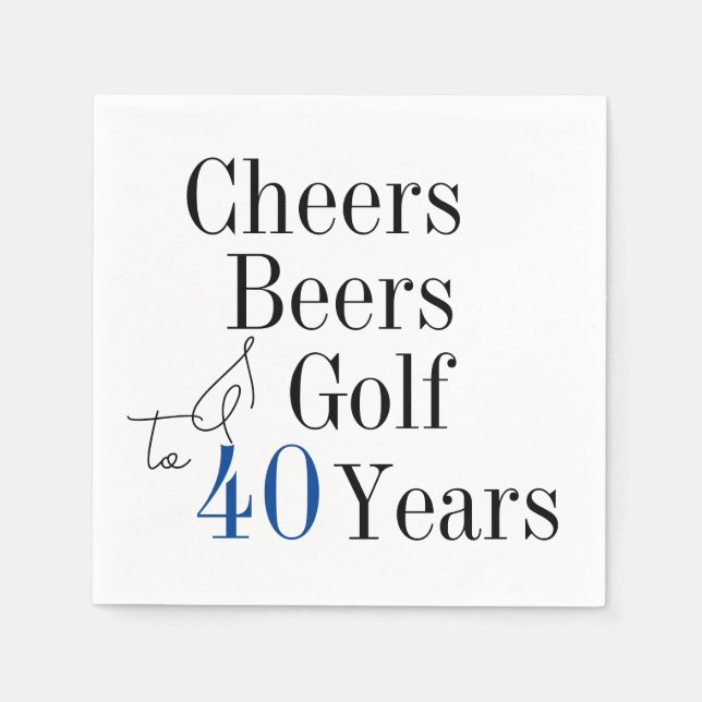 40th Birthday Cheers and Beers Golf Party Napkins (Front)