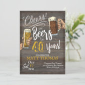 40th Birthday, Cheers and Beers Invitation (Standing Front)