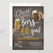 40th Birthday, Cheers and Beers Invitation (Front/Back)
