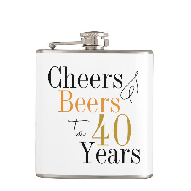 40th Birthday Cheers and Beers Minimal Flask (Front)