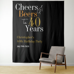 40th Birthday Cheers and Beers Party Backdrop
