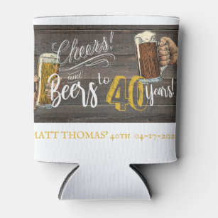 40th Birthday, Cheers and Beers,Party Favor Can Cooler