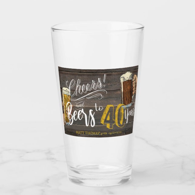 40th Birthday, Cheers and Beers,Party Favor Glass (Front)