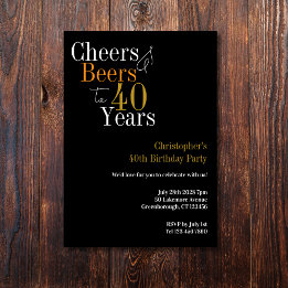 40th Birthday Cheers and Beers Party Invitation