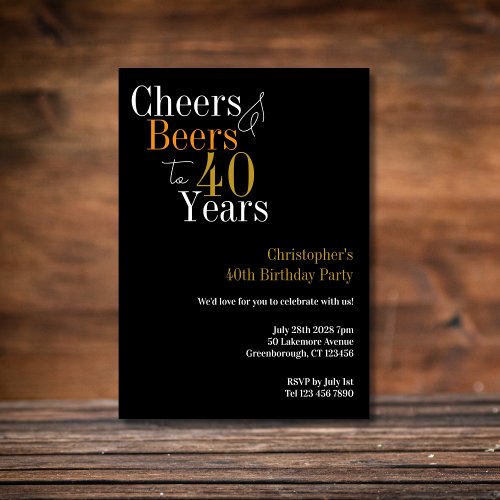 40th Birthday Cheers and Beers Party Invitation