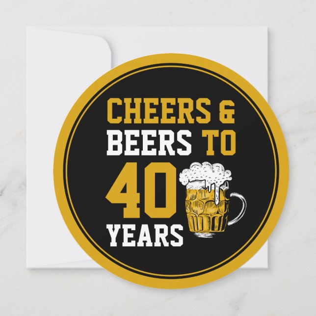 40th Birthday Cheers and Beers to 40 Years Modern Invitation (Back)