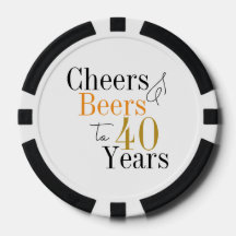 40th Birthday Cheers Beers Black and White Party
