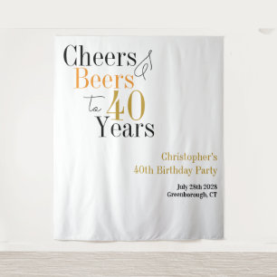 40th Birthday Cheers Beers Minimal Backdrop