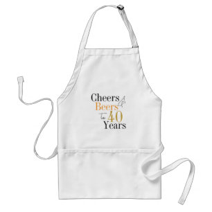 40th Birthday Cheers Beers Minimal Party Adult Apron
