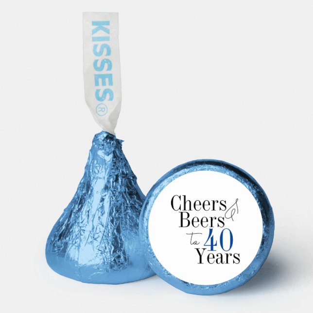 40th Birthday Cheers Beers Party Minimal Blue  Hershey®'s Kisses® (Front)