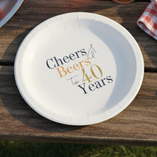 40th Birthday Cheers Beers Party Paper Plates
