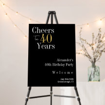 40th Birthday Cheers to 40 Years Black Gold Party