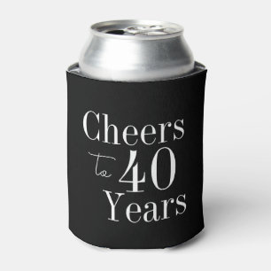 40th Birthday Cheers to 40 Years Black White Can Cooler