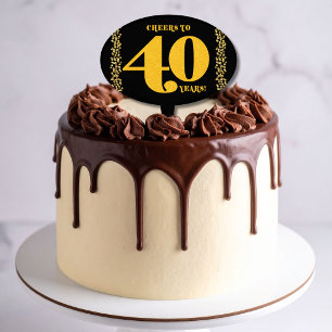 40th Birthday Cheers to 40 Years Gold Confetti  Cake Topper