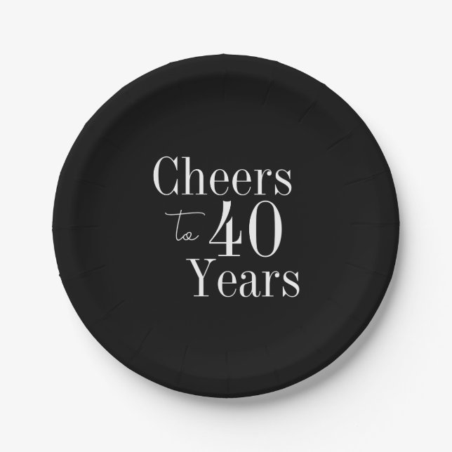 40th Birthday Cheers to 40 Years Party Paper Plates (Front)
