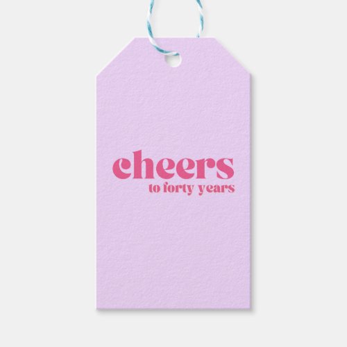 40th birthday Cheers to forty years Retro Purple Gift Tags