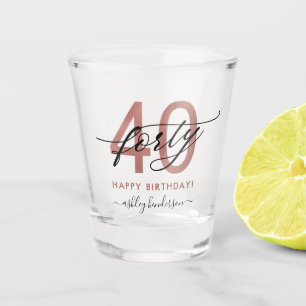 40th Birthday Chic Rose Gold Shot Glass