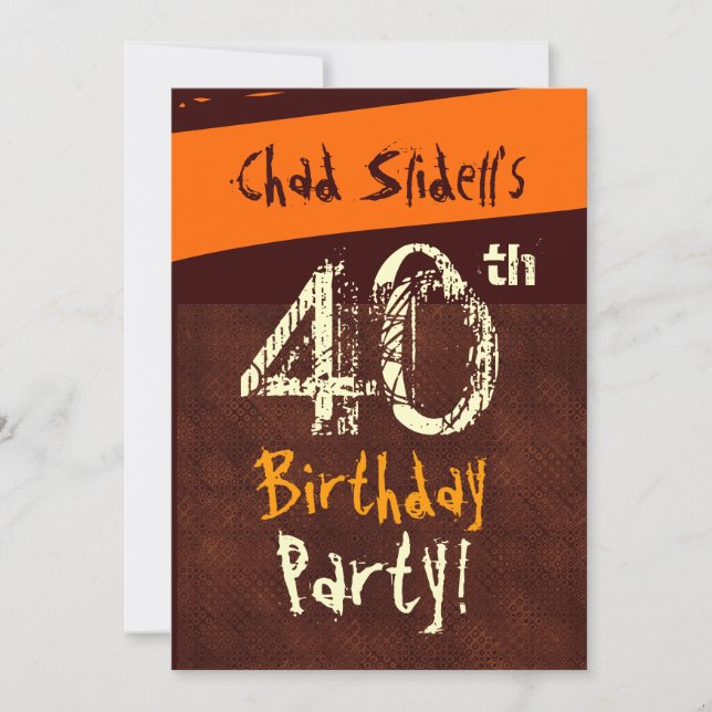 40th Birthday Chocolate and Orange E931 Invitation (Front)