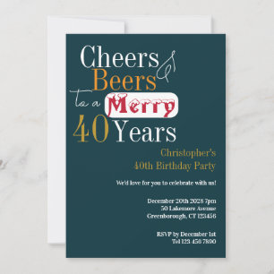40th Birthday Christmas Cheers Beers Party Invitation