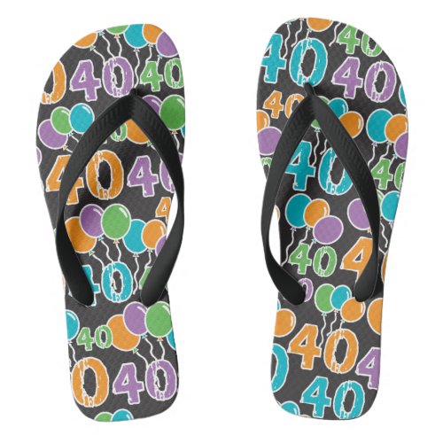 40th Birthday Colorful Flip Flops