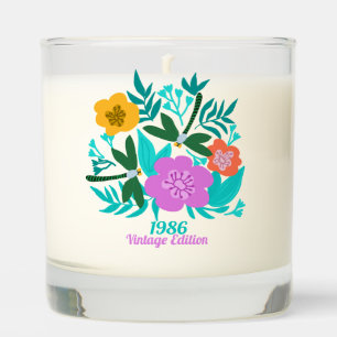 40th birthday colorful modern floral elegant  scented candle