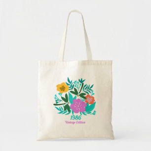 40th birthday colorful modern floral elegant  tote bag