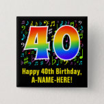 [ Thumbnail: 40th Birthday: Colorful Music Symbols, Rainbow 40 Button ]