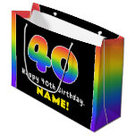 [ Thumbnail: 40th Birthday: Colorful Rainbow # 40, Custom Name Gift Bag ]